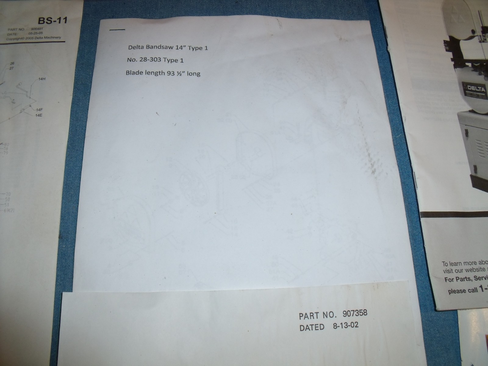 Machine Shop Tool Manuals Delta 14″ Band Saws Models 28-206,28-276 instructions
