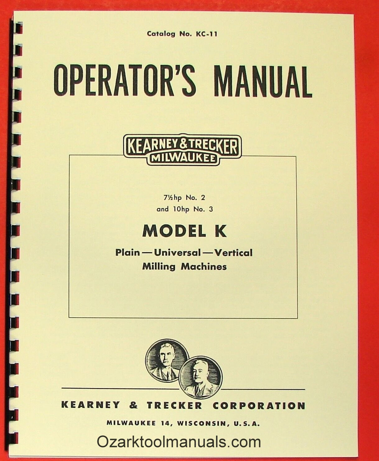 KEARNEY & TRECKER Milwaukee 2 & 3 Model K Milling Machine Operator’s Manual 0415