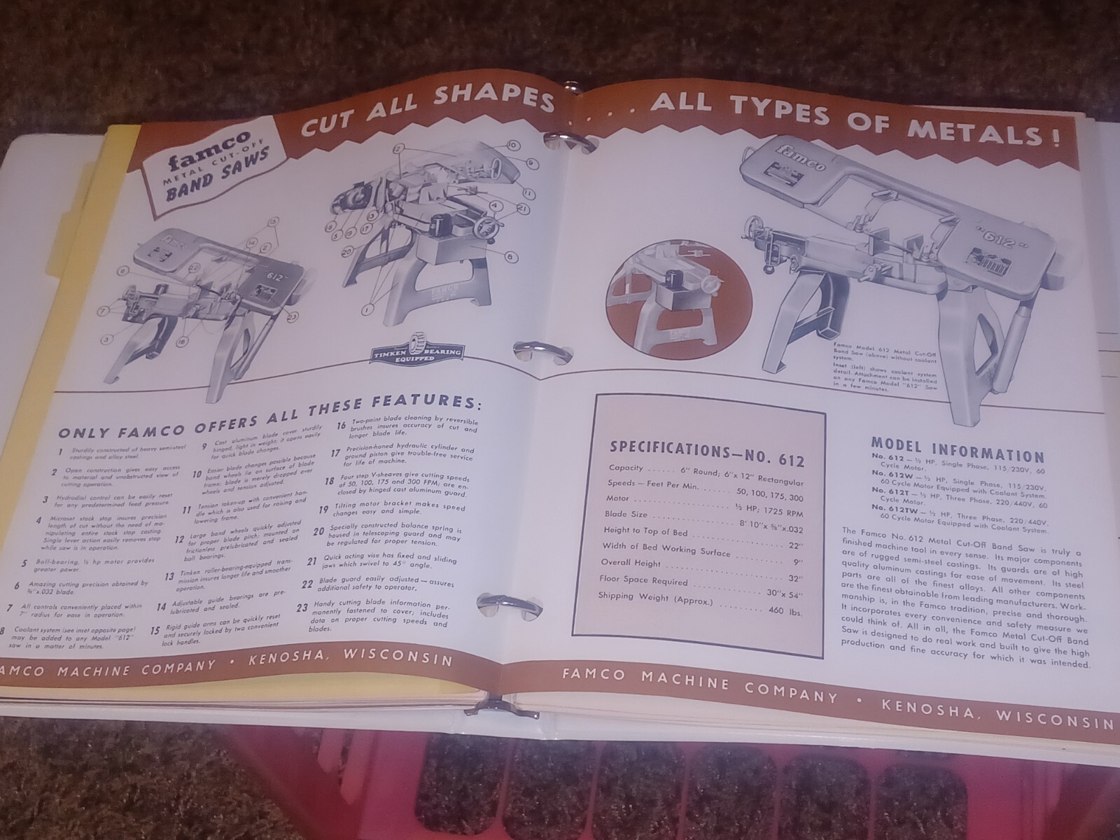 FAMCO MACHINE CO CATALOG CATALOG LOT MILLING MACHINE SQUARING SHEARS PRICE LISTS