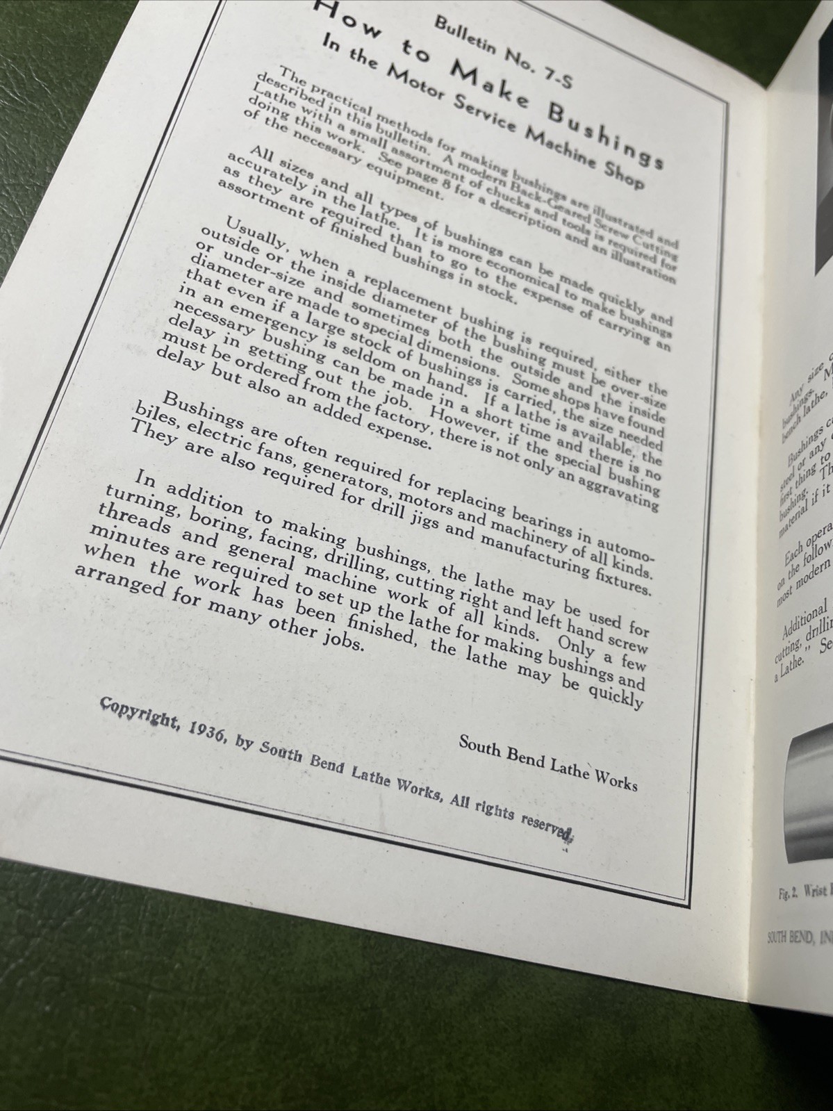 1936 Lathe Works Manual – How to Make Bushings In The Motor Service Machine Shop