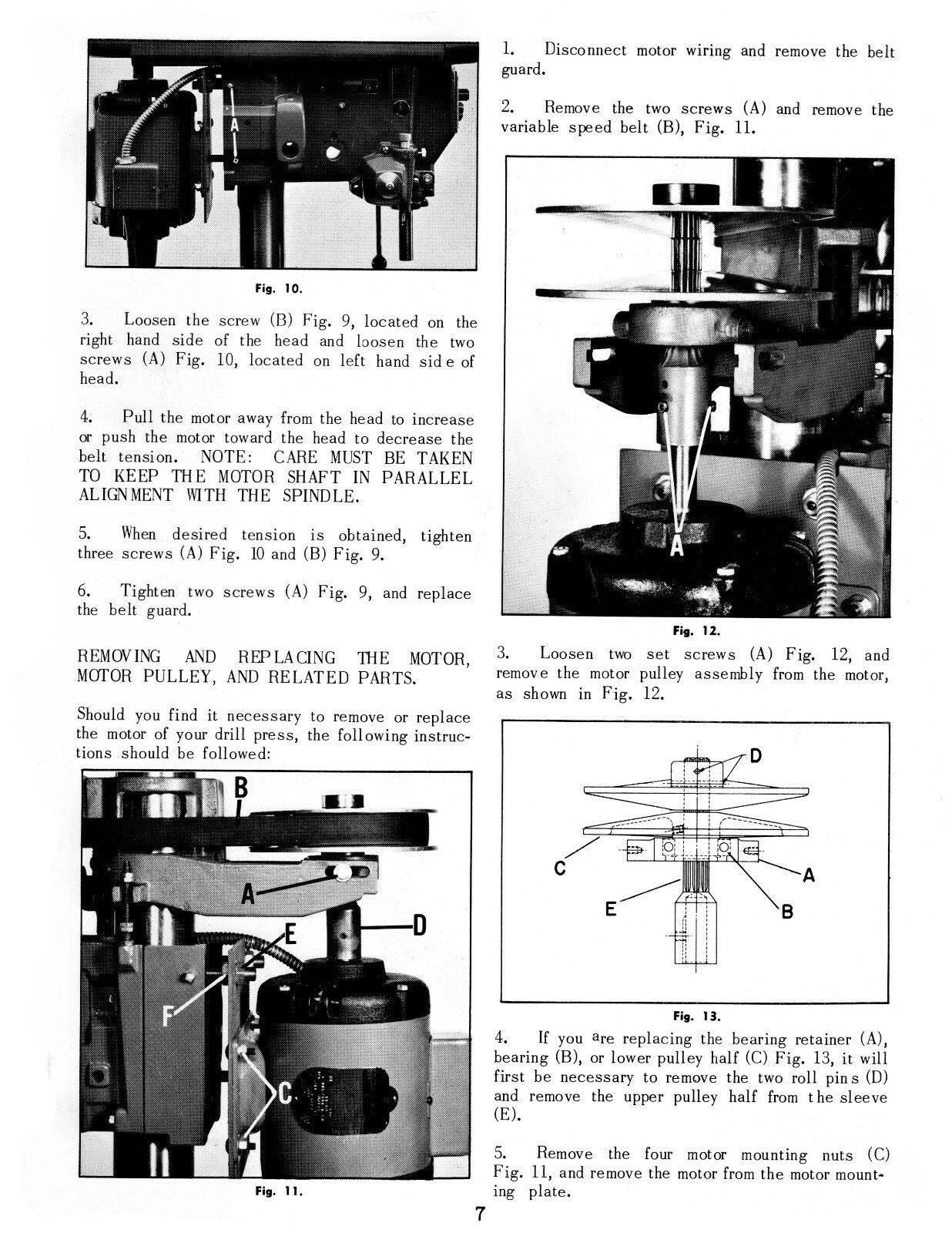 Walker Turner 17″ Variable Speed Drill Press Operator & Parts List Manual #1924