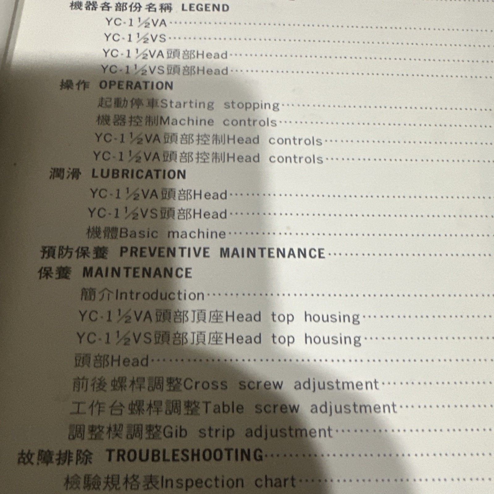Yeong Chin Turret Type Milling Machine Manual Book