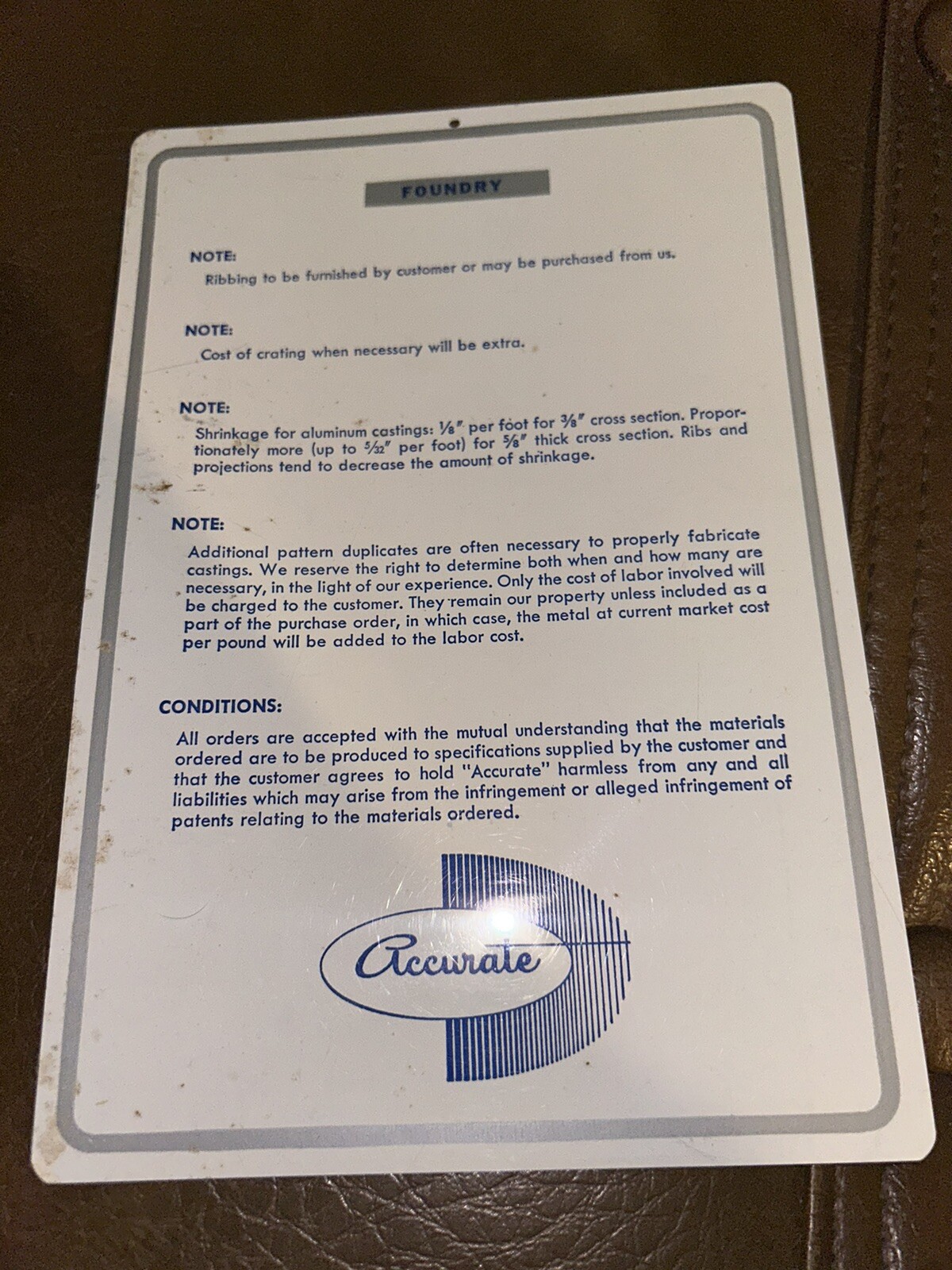 Vintage 1968 Accurate Cast Products Price Estimates Charts Chicago
