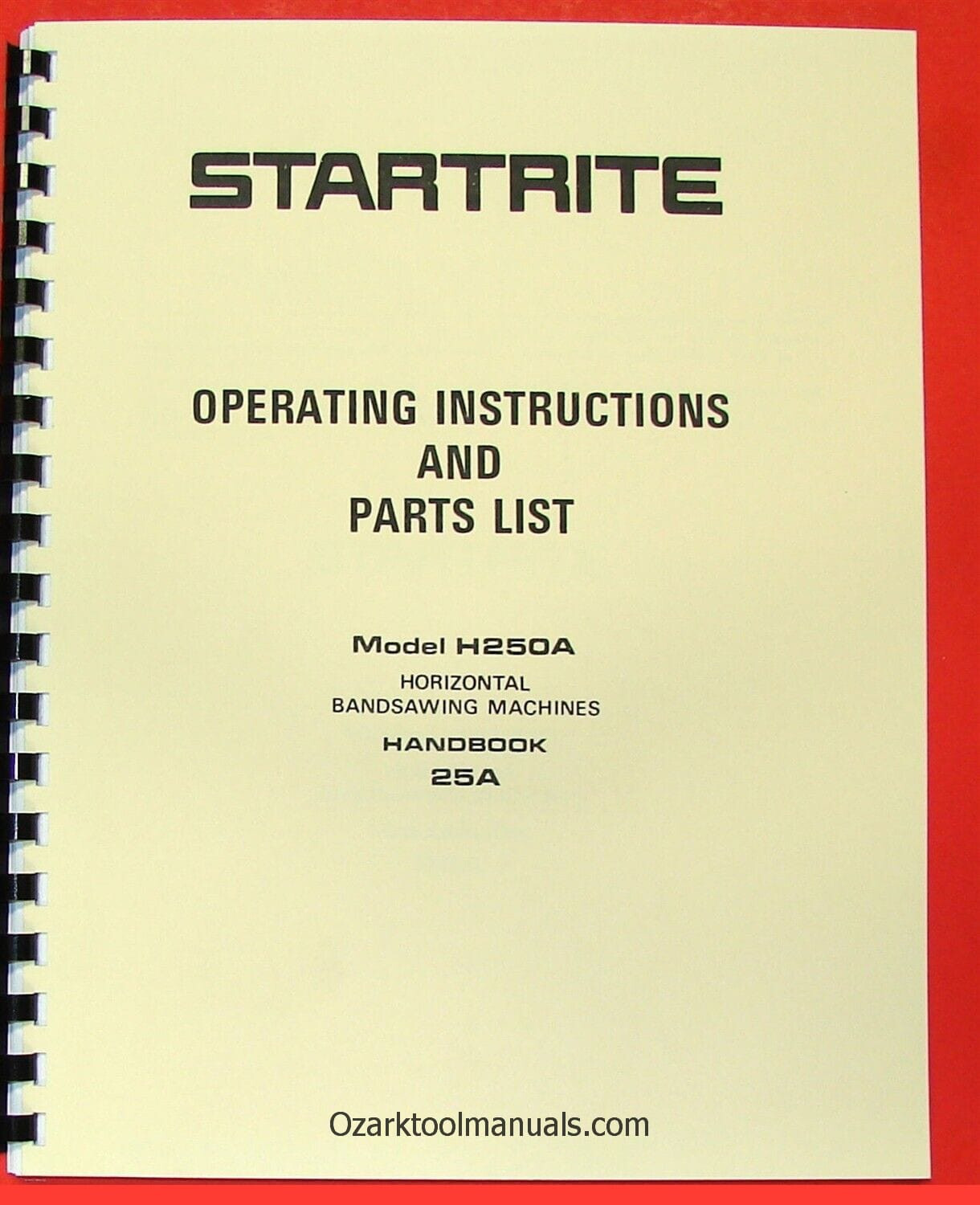 KALAMAZOO-STARTRITE Horizontal Band Saw H250A Service & Parts Manual 0836
