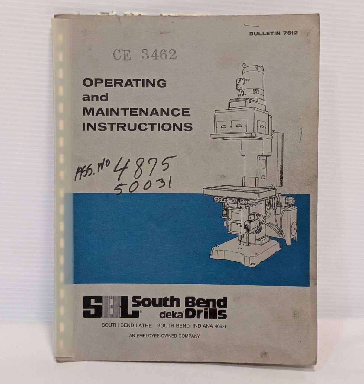 SBL South Bend Lathe Deka Drills Bulletin 7612, CE-3462, Series HRG Manual