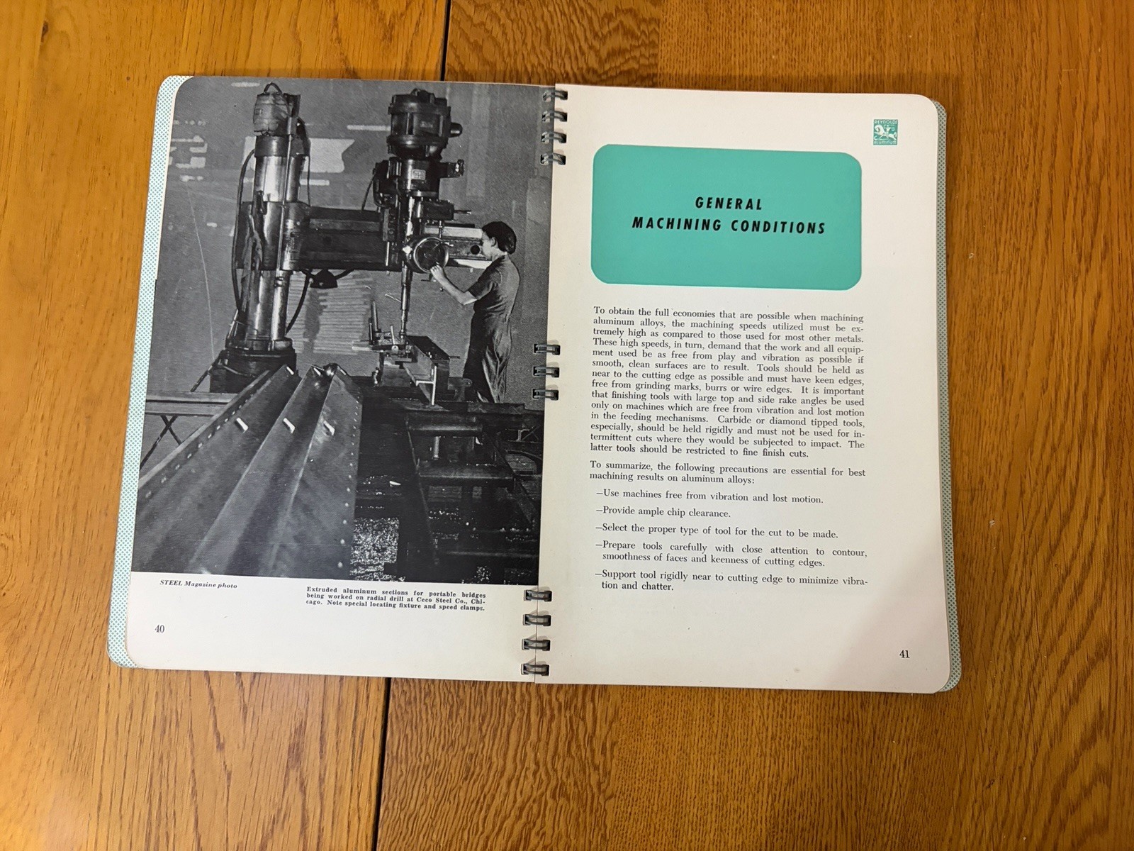 VTG 1946 REYNOLDS ALUMINUM METALS TECHNICAL HANDBOOK MACHINING ALUMINUM ALLOYS