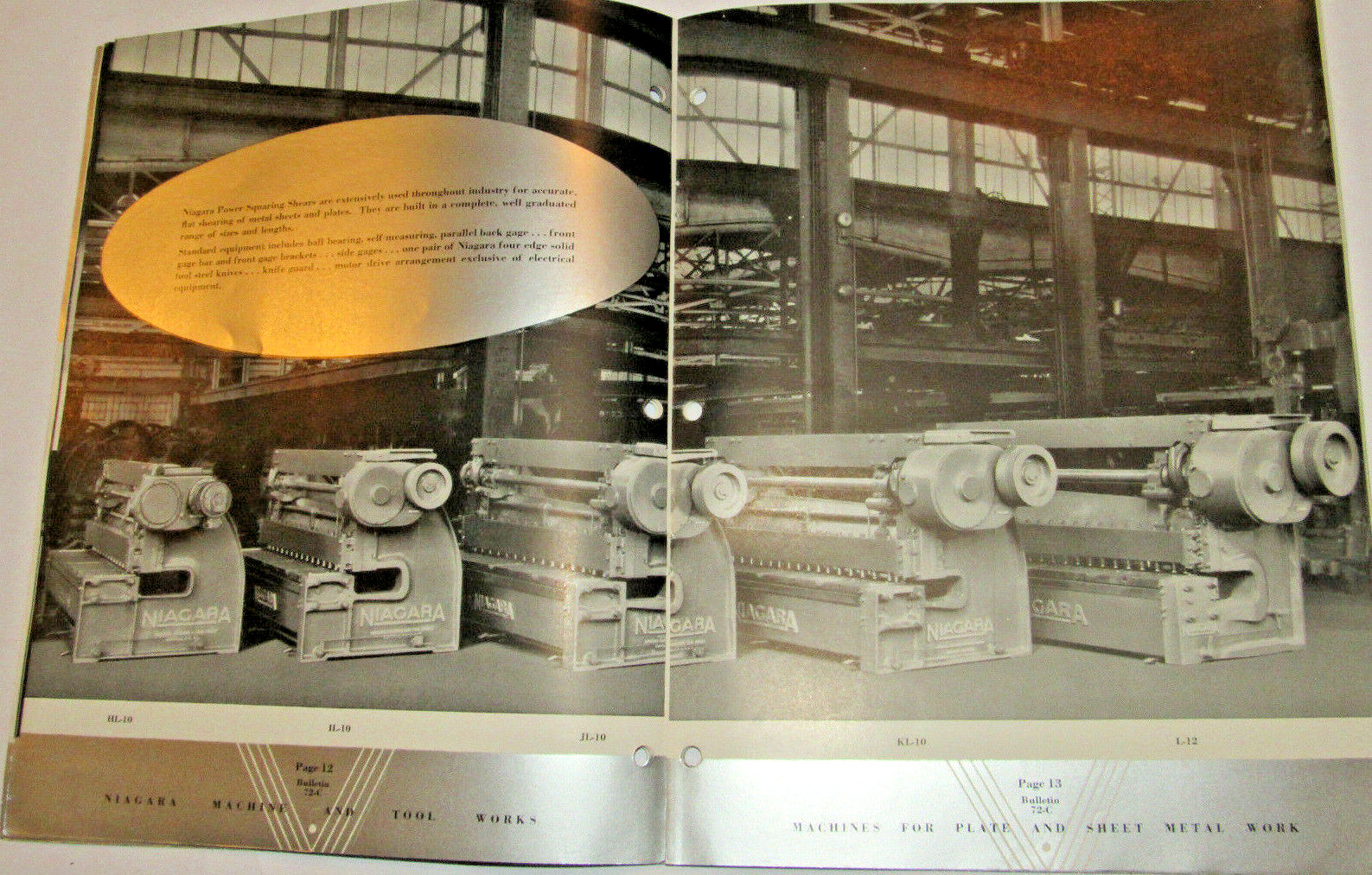 VINTAGE 1940s NIAGARA POWER SQUARING SHEARS BROCHURE! CAPACITY! PICTURES/SPECS