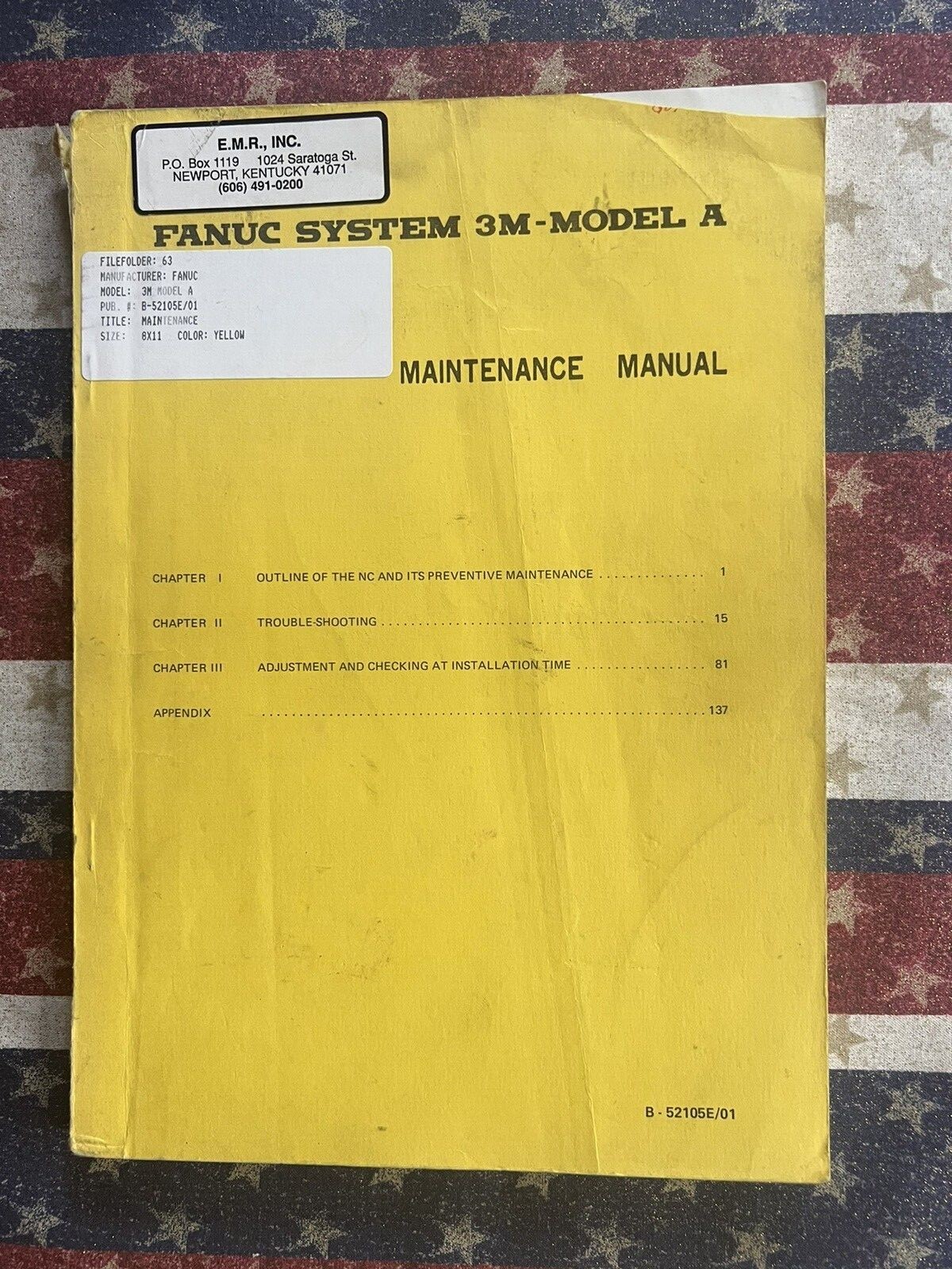 Fanuc System 3M Model A Maintenance Manual B-52105E/01 B-52105E