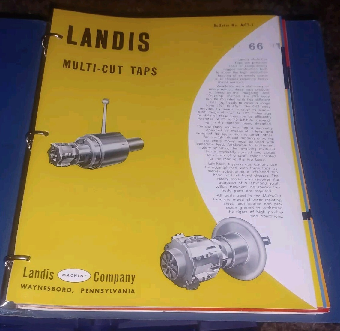 Landis Machine Tool Co THREADING EQUIPMENT Sales Catalog Lot Binder HUGE BOOK!