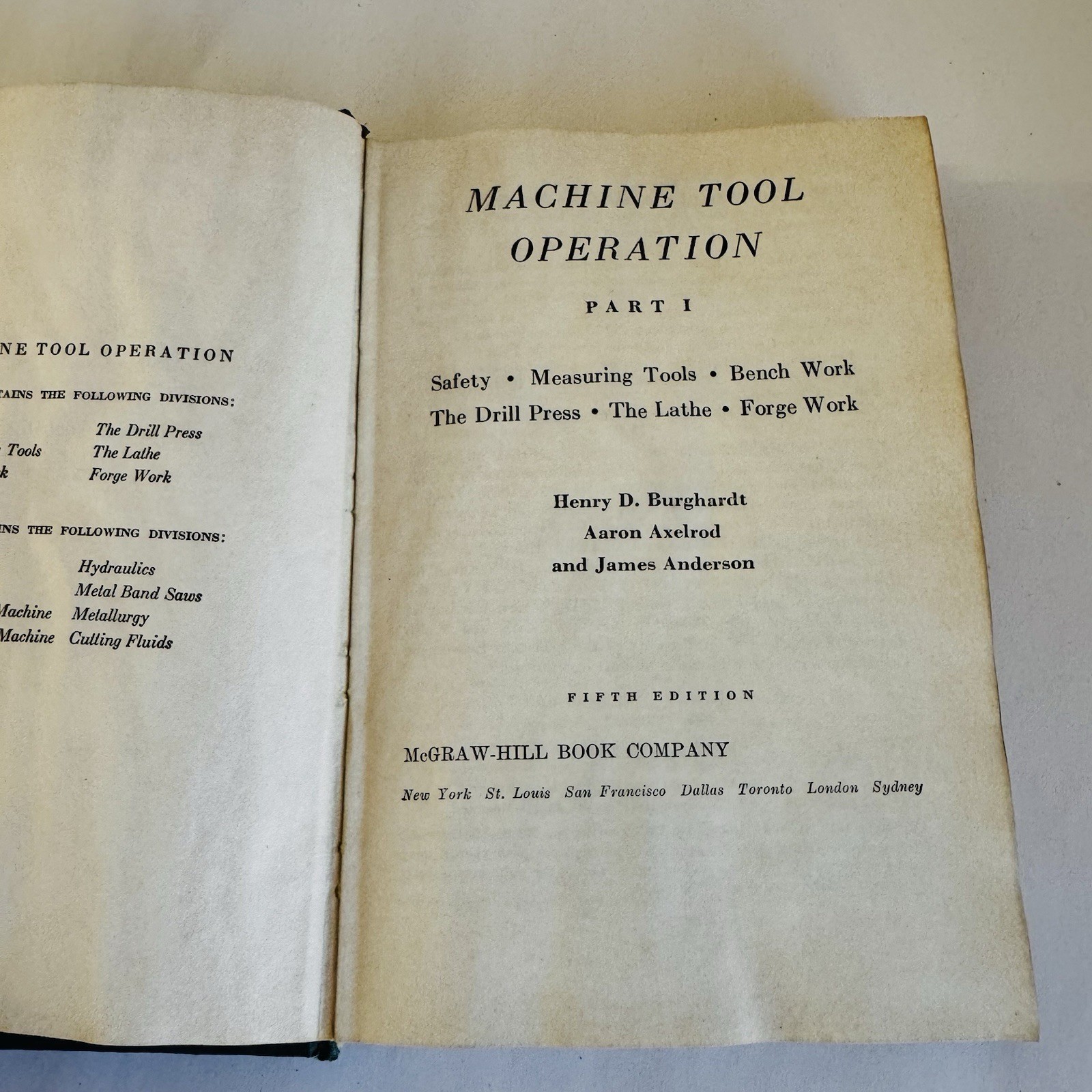 Machine Tool Operation Part 1 5th Ed McGraw Hill Lathe Drill Press Machinist