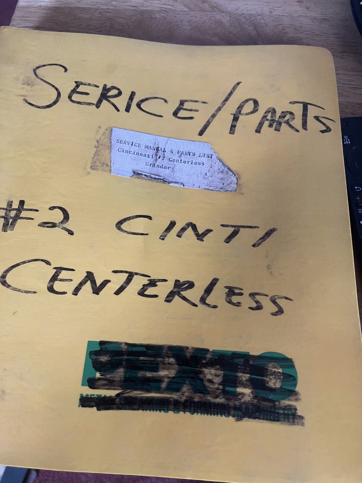 Service Manual and Parts List Cincinnati No.2 Centerless Grinder