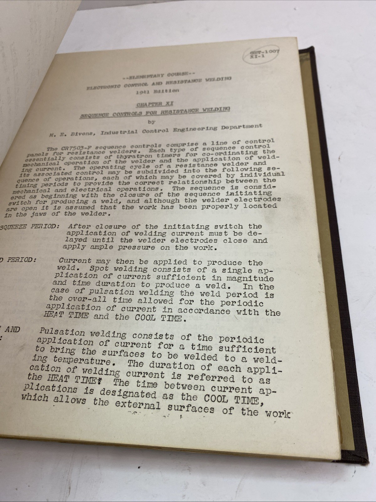 General Electric GE Elementary Course Electronic Control Resistance Welding 1941