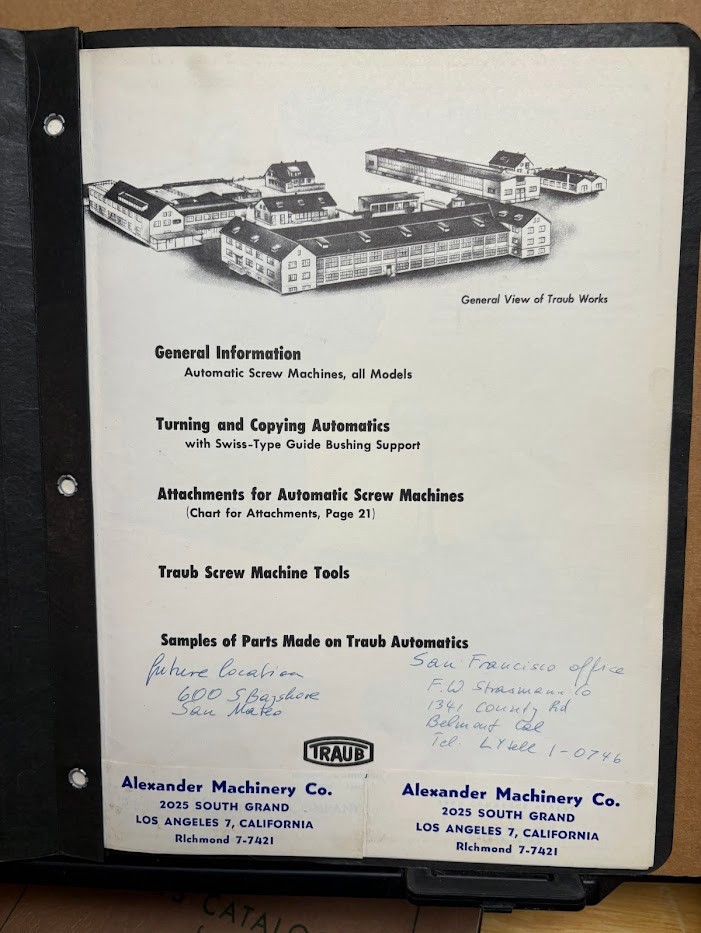 Vtg Traub Works Catalog 1950s? Screw Machines Attachments Tools Lathe A-15 A-36