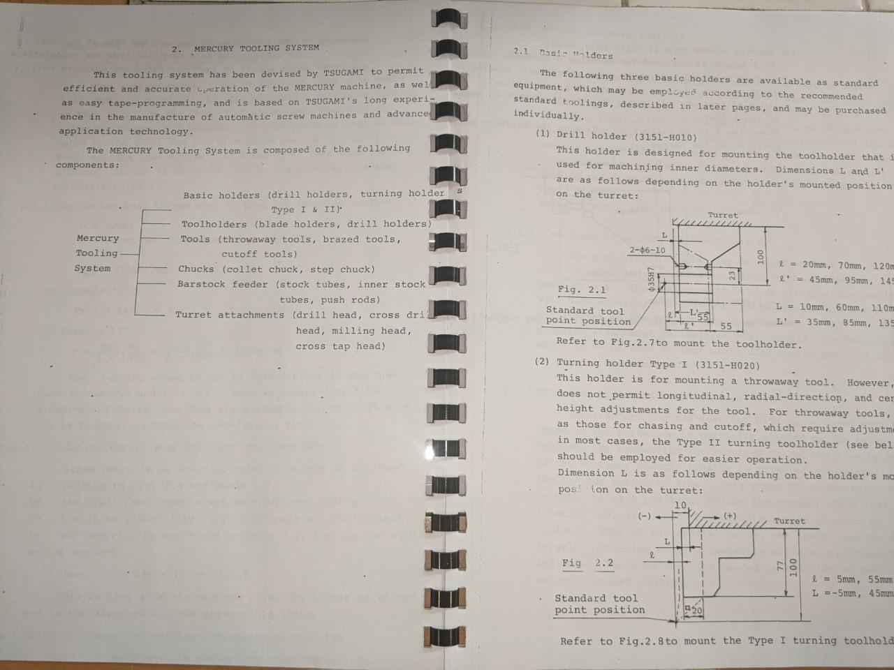 Tsugami “Mercury” Type NCM 45/160 and 70/160 CNC Lathe Tooling Manual Fanuc 6T