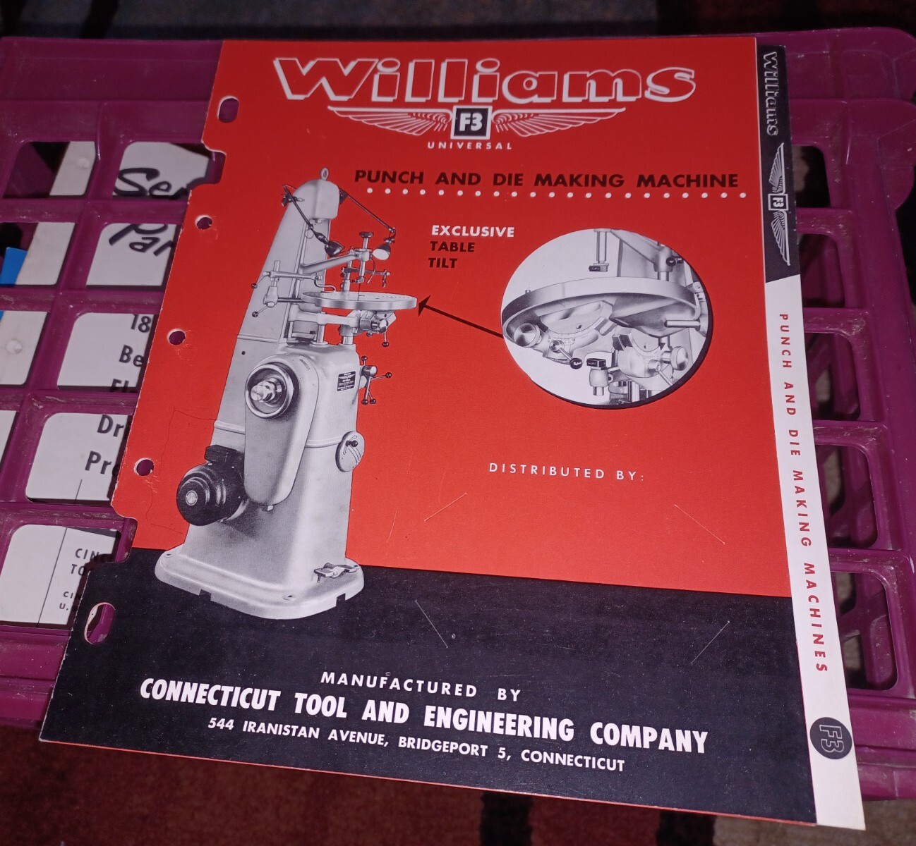 Connecticut Tool & Engineering Company PUNCH DIE MAKING MACHINE WILLIAMS CATALOG