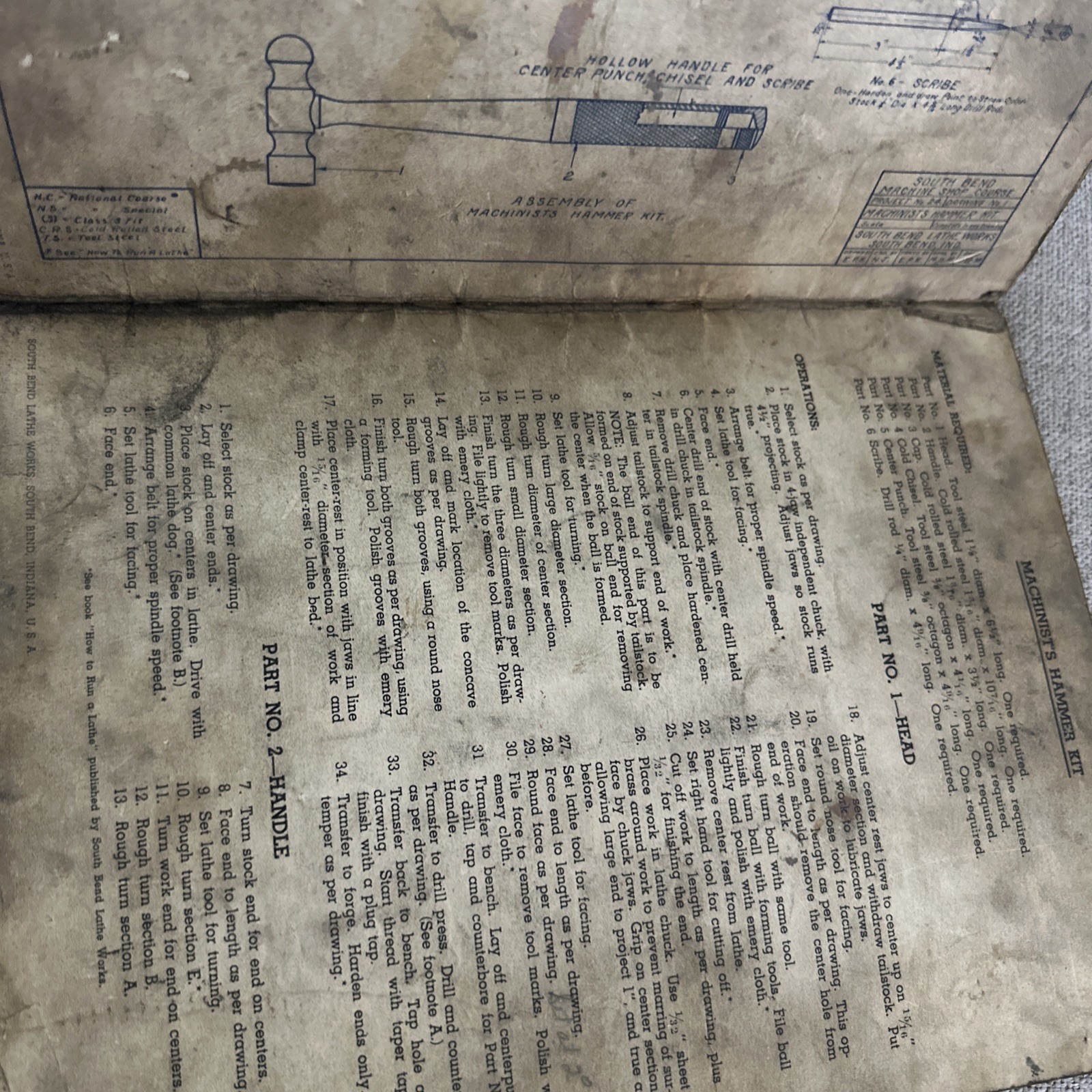 South Bend Lathe Works Manuals Booklets Lot How to Run a Lathe Machinist 1942