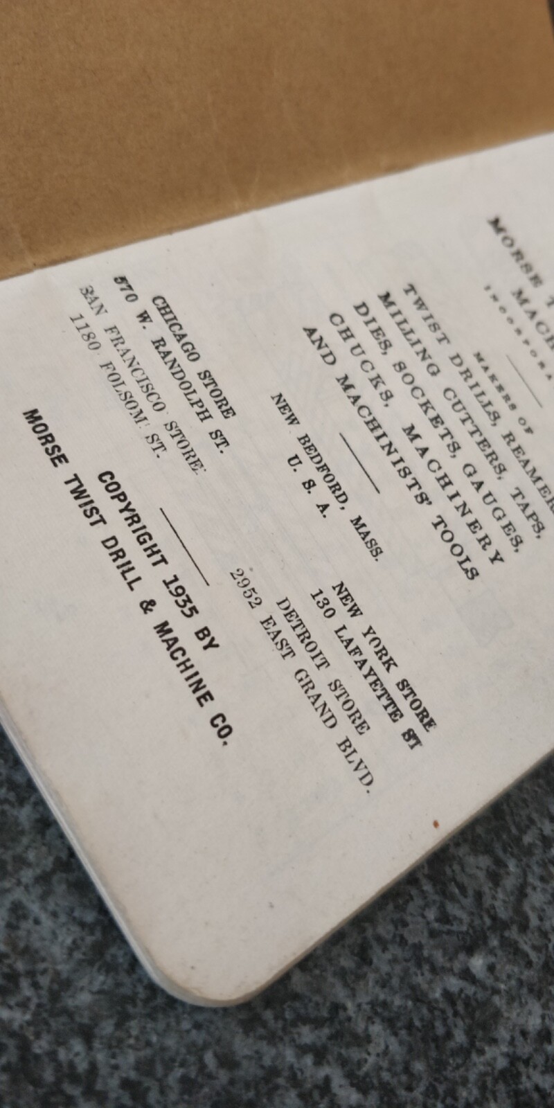 EARLY 1935 !! Morse Machinist’s Practical Guide Twist Drill & Machine