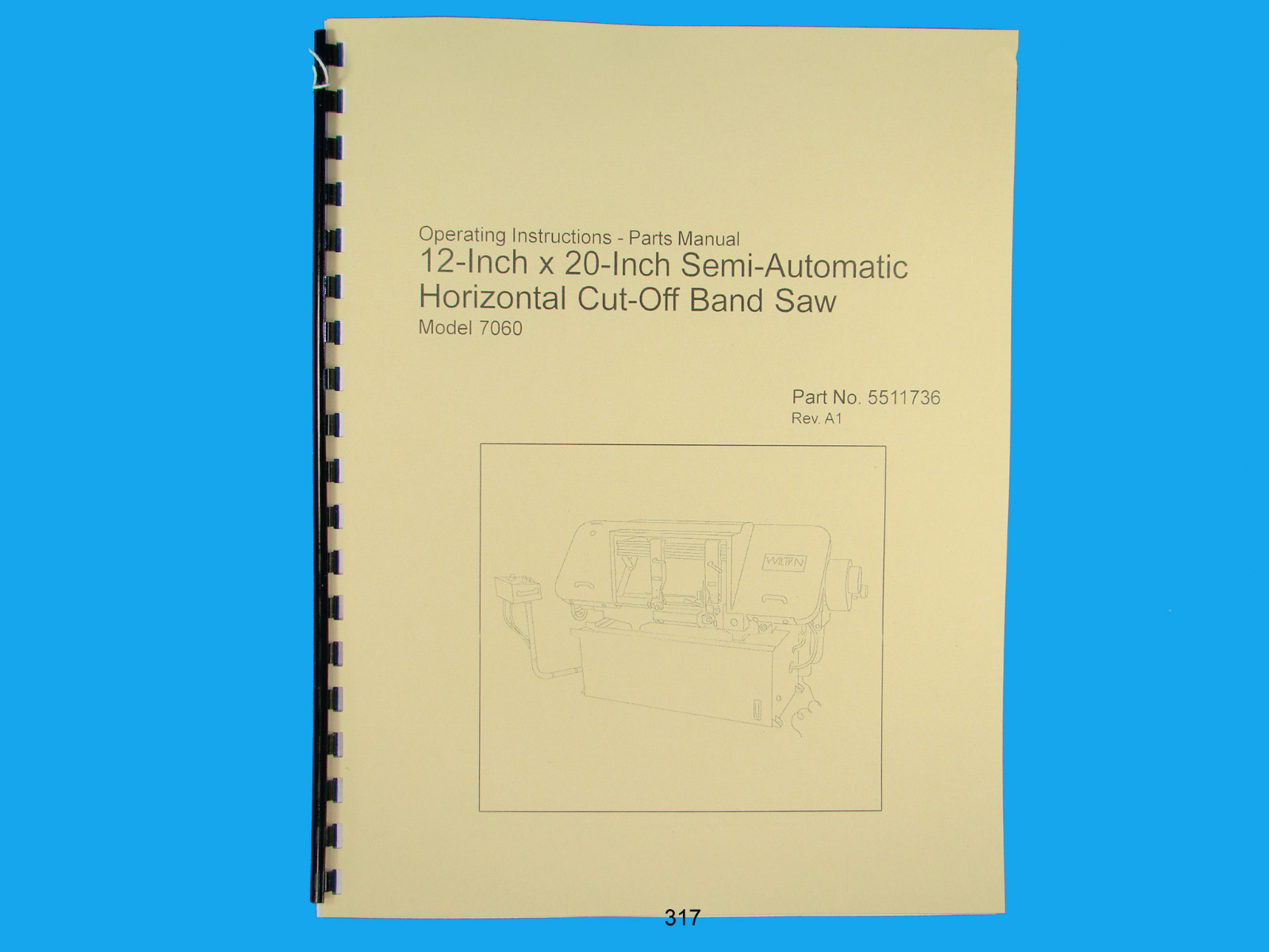 Wilton Model 7060 Horiz Cut Off Band Saw Op Instruct &Parts Manual *317