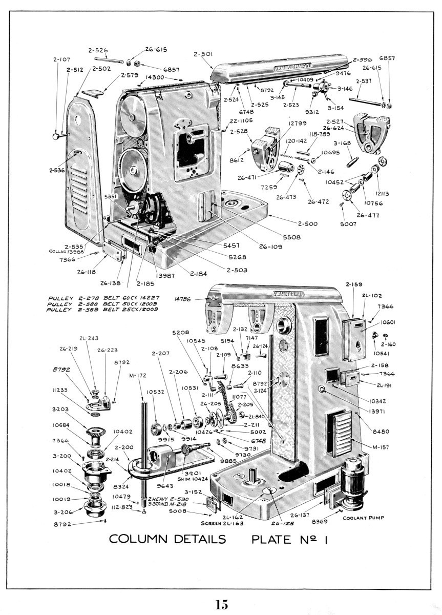 VAN NORMAN No. 2 No. 3 Horizontal Milling Machine Operator Parts Manual 1766