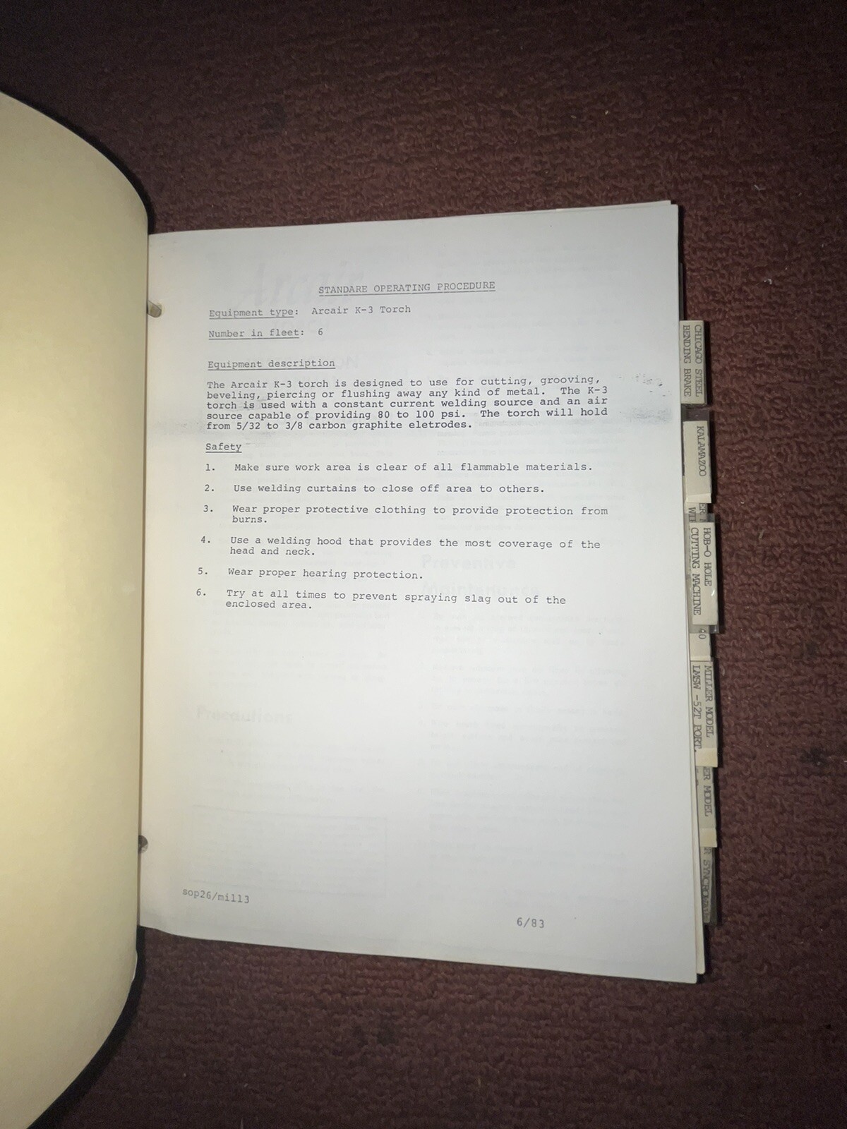 Standard Operating Procedures Welding And Fabrication Vintage Binder Various