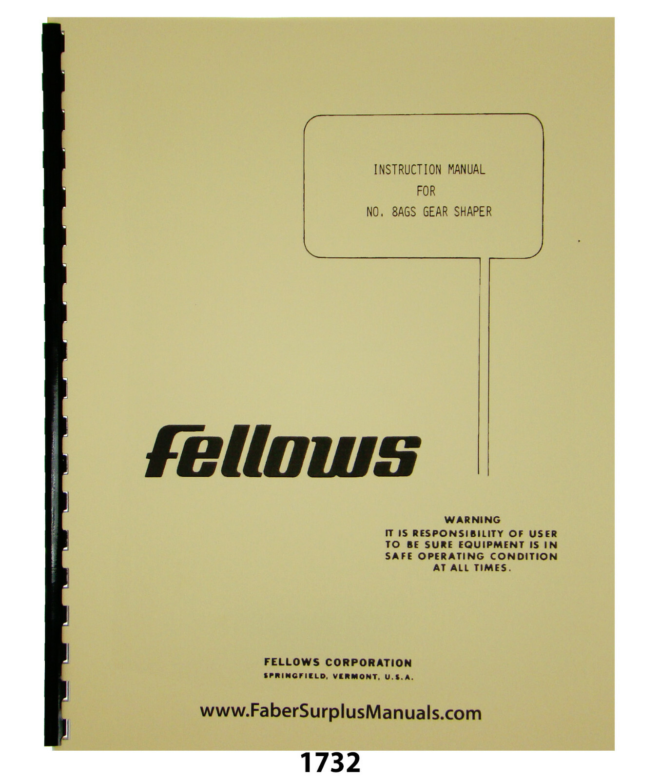 Fellows #8AGS Gear Shaper Instruction Manual #1732