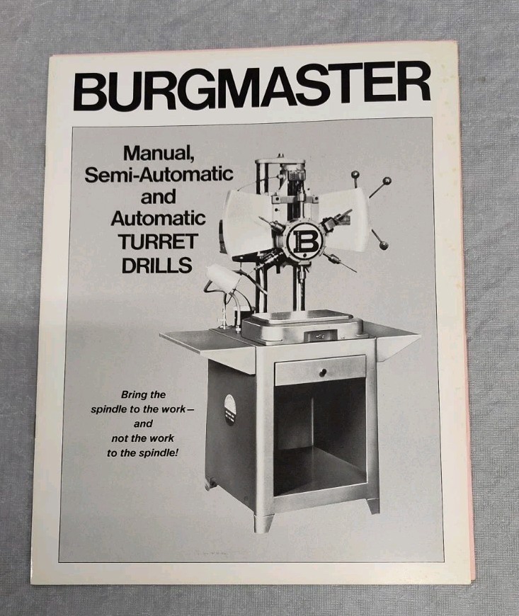 Burgmaster Machine Turret Drill Catalog Brochure Vtg Houdialle CA Price List