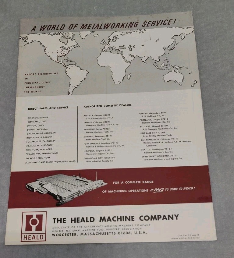 Heald Machine Co. Industrial Catalog Grinding Boring Brochure Vtg 1965 MA Tools