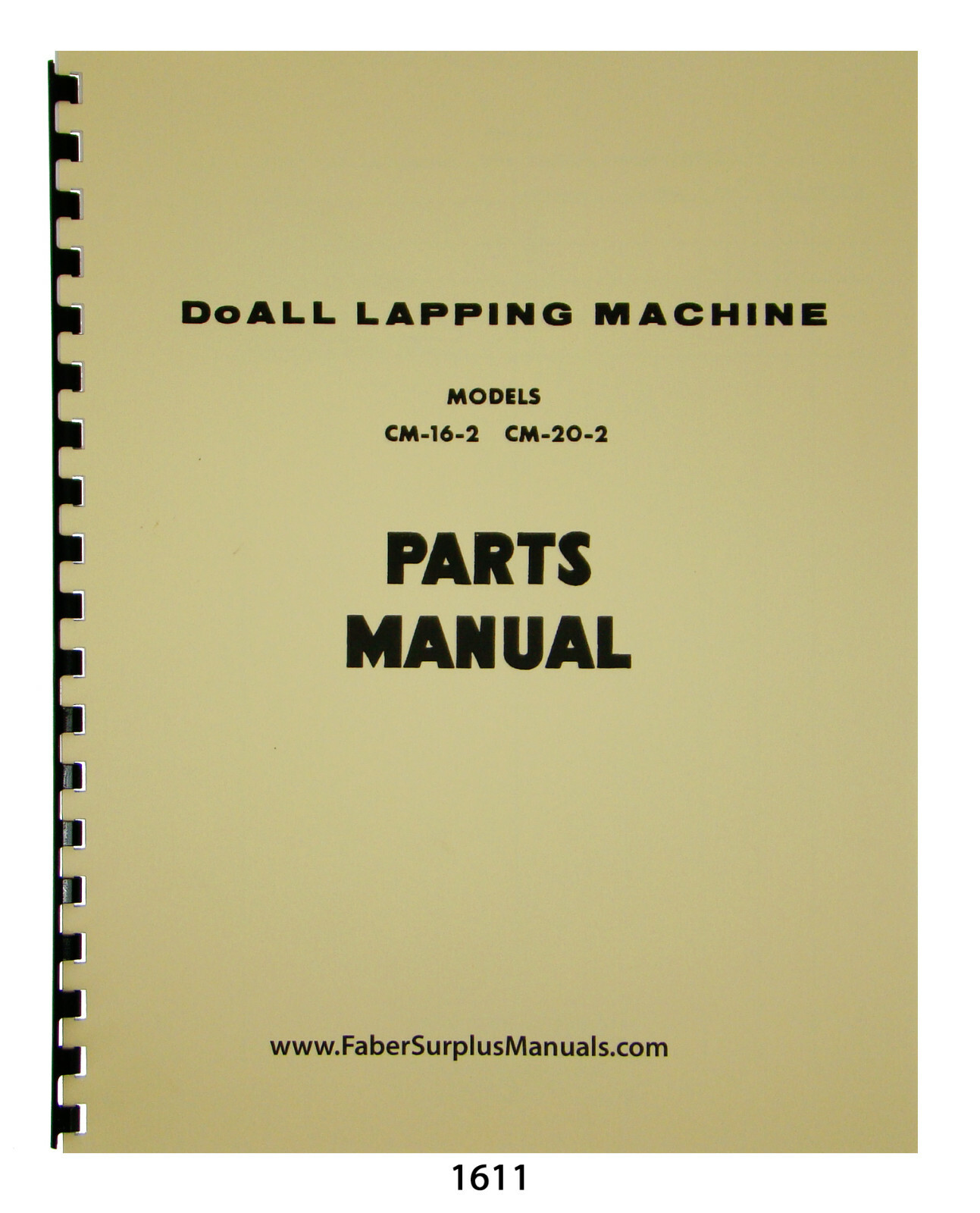 DoALL Lapping Machine CM-16-2 & CM-20-2 Parts List Manual #1611