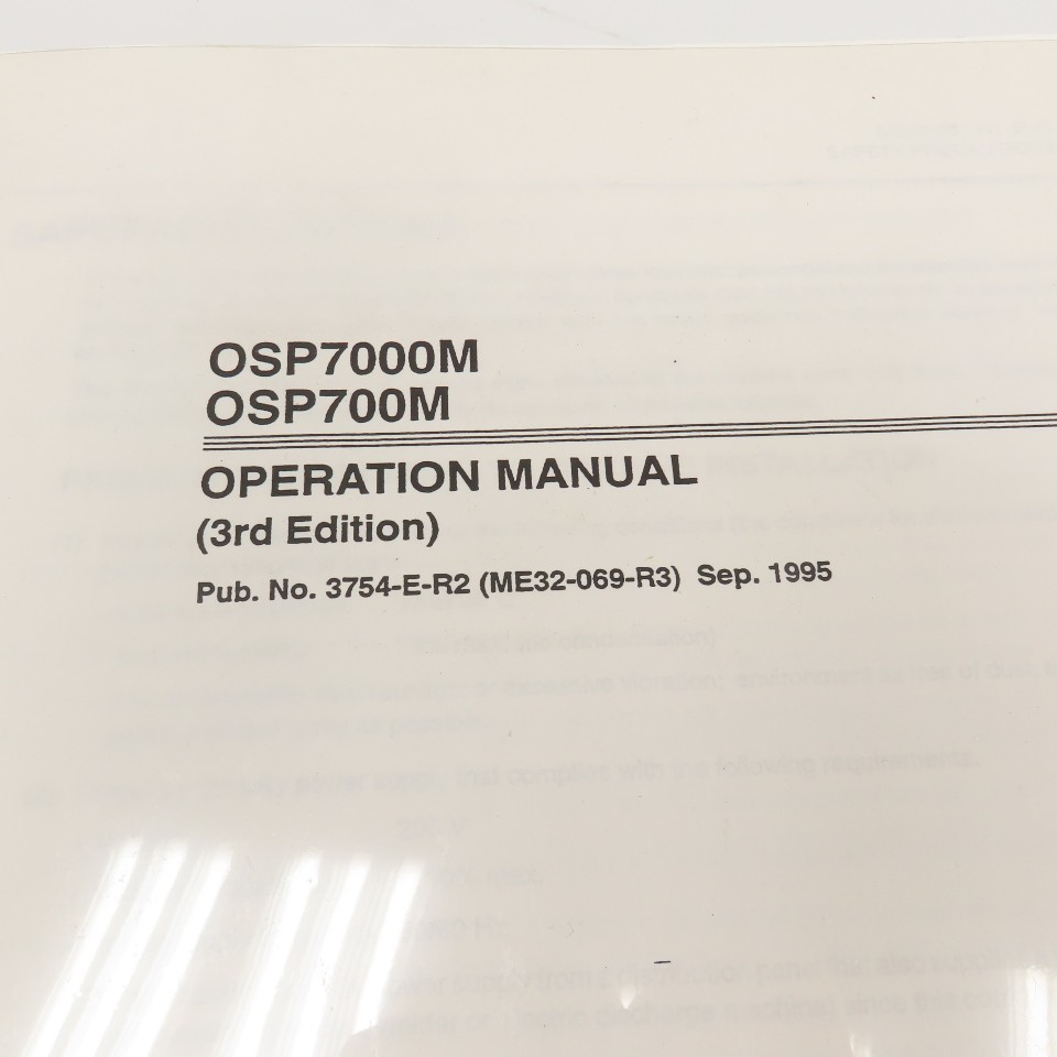 Okuma OSP7000M OSP700M 3750-E-R2 Operational Manual
