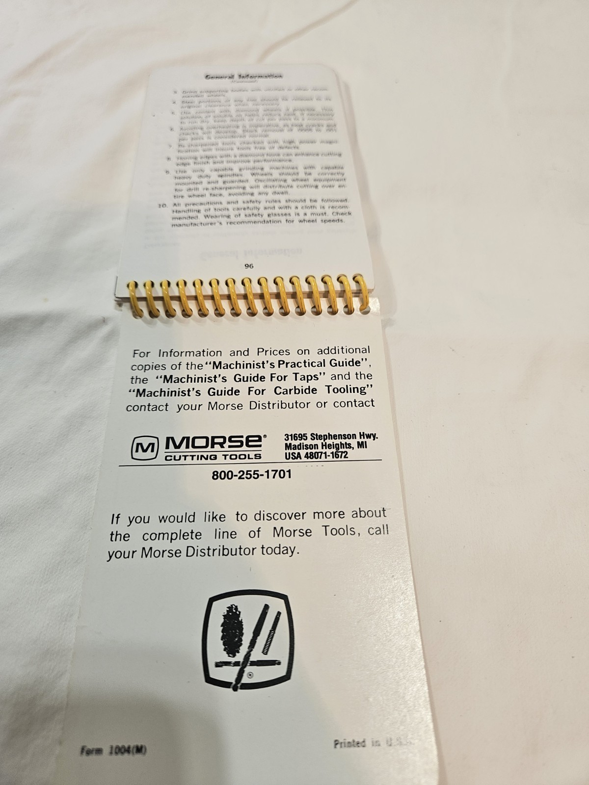 Morse MACHINIST’S GUIDE FOR CARBIDE TOOLING PRACTICAL Morse Cutting Tools