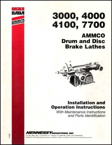 Ammco Drum and Disc Brake Lathes Manual