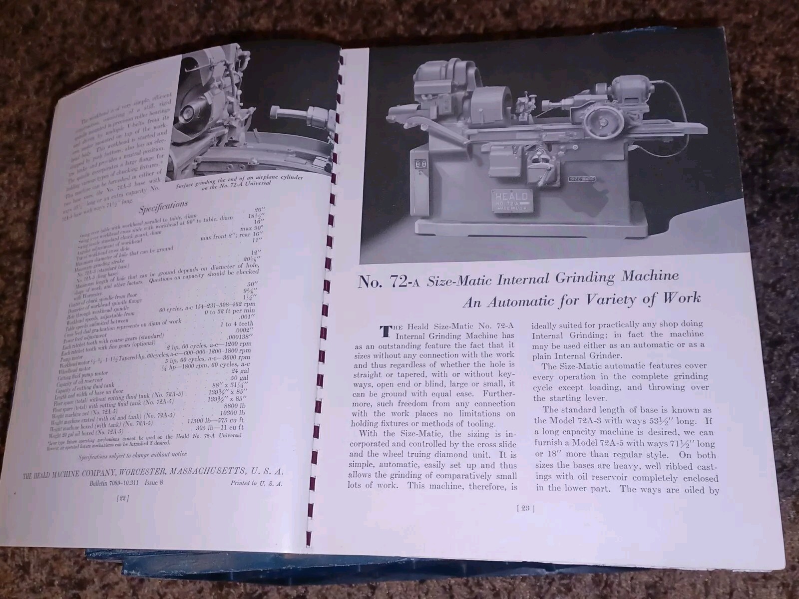 HEALD COMPANY Precision GRINDING BORING Borizing MACHINES CATALOG BOOK Issue 13