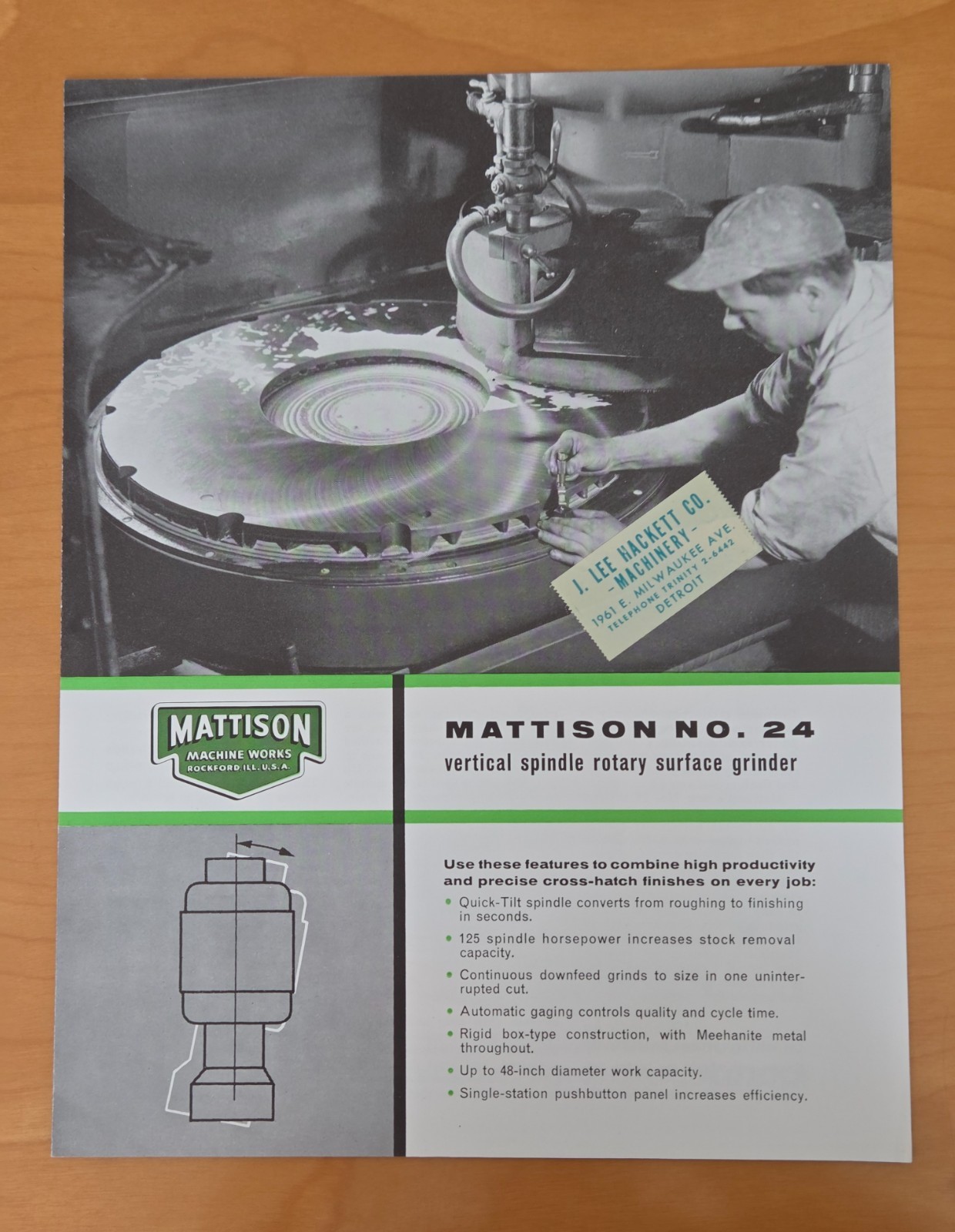 Mattison No. 24 Vertical Spindle Rotary Surface Grinder Brochure