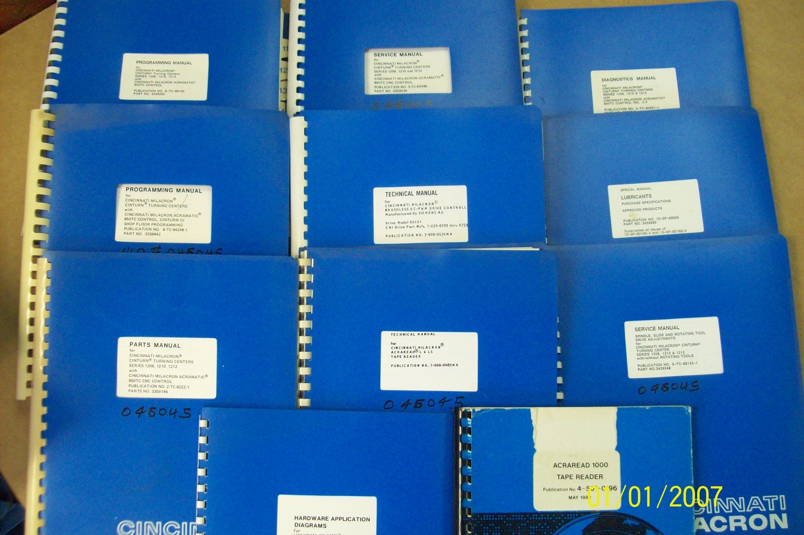 CINCINNATI MILATRON TECHNICAL MANUAL ACRAREAD L & LS TAPE READER 7-000-0489