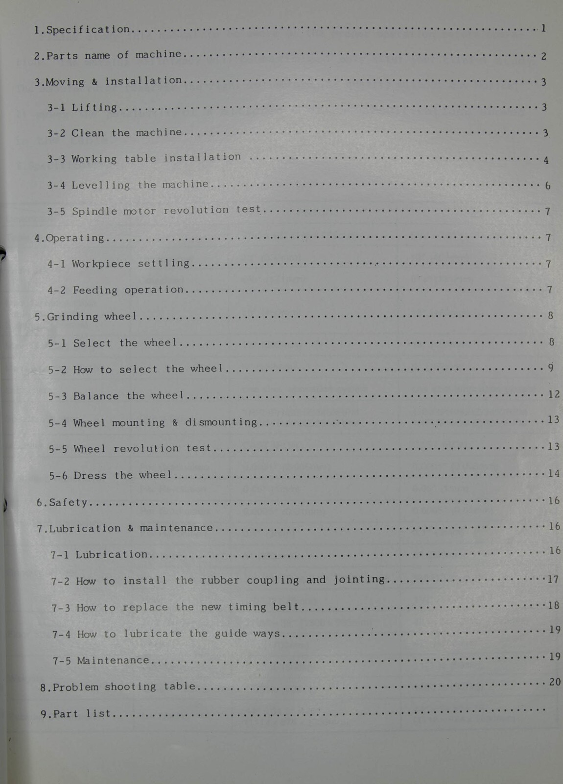 Chevalier FSG 612 and 618 Falcon, Grinder Operations and Parts List Manual
