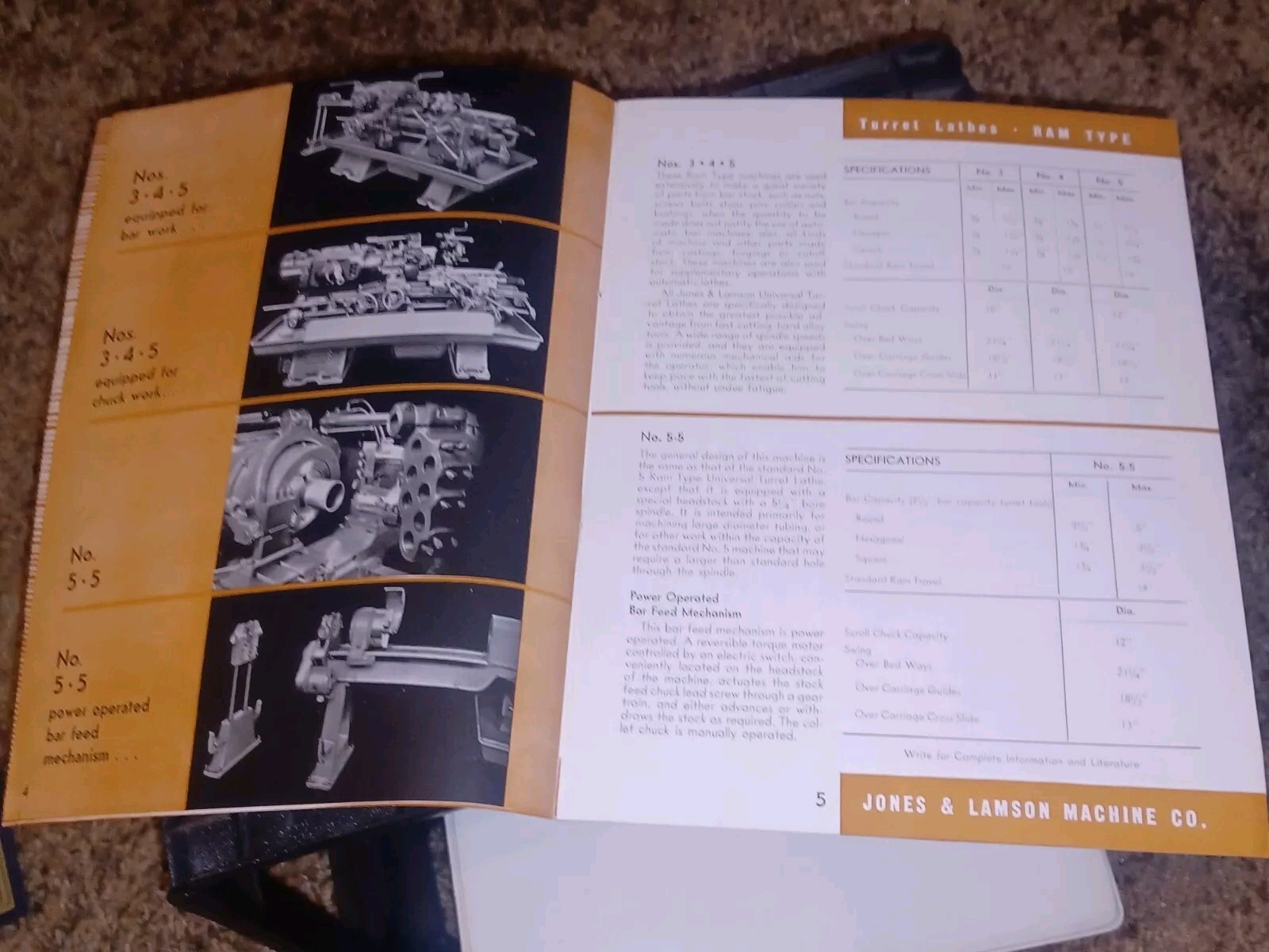 Jones & Lamson Machine 1944-1945 GENERAL TOOL CATALOG Turret Lathes RAM SADDLE