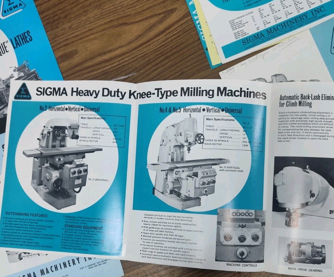 Sigma Machinery Inc. Brochures Bulletin Lot Metal Milling Ridgid Torque Lathes