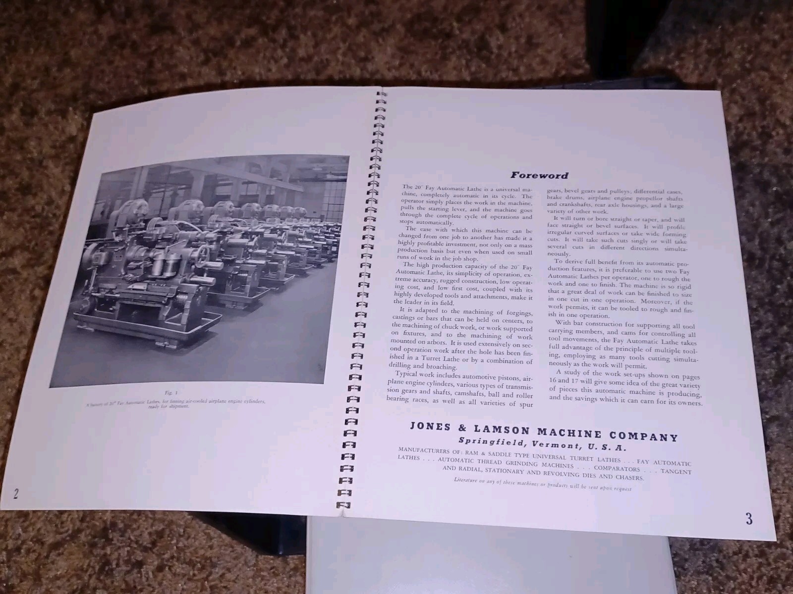 1930s Jones & Lamson Machine Co. 20″ Fay Lathe Catalog Book MACHINIST TOOL J&L