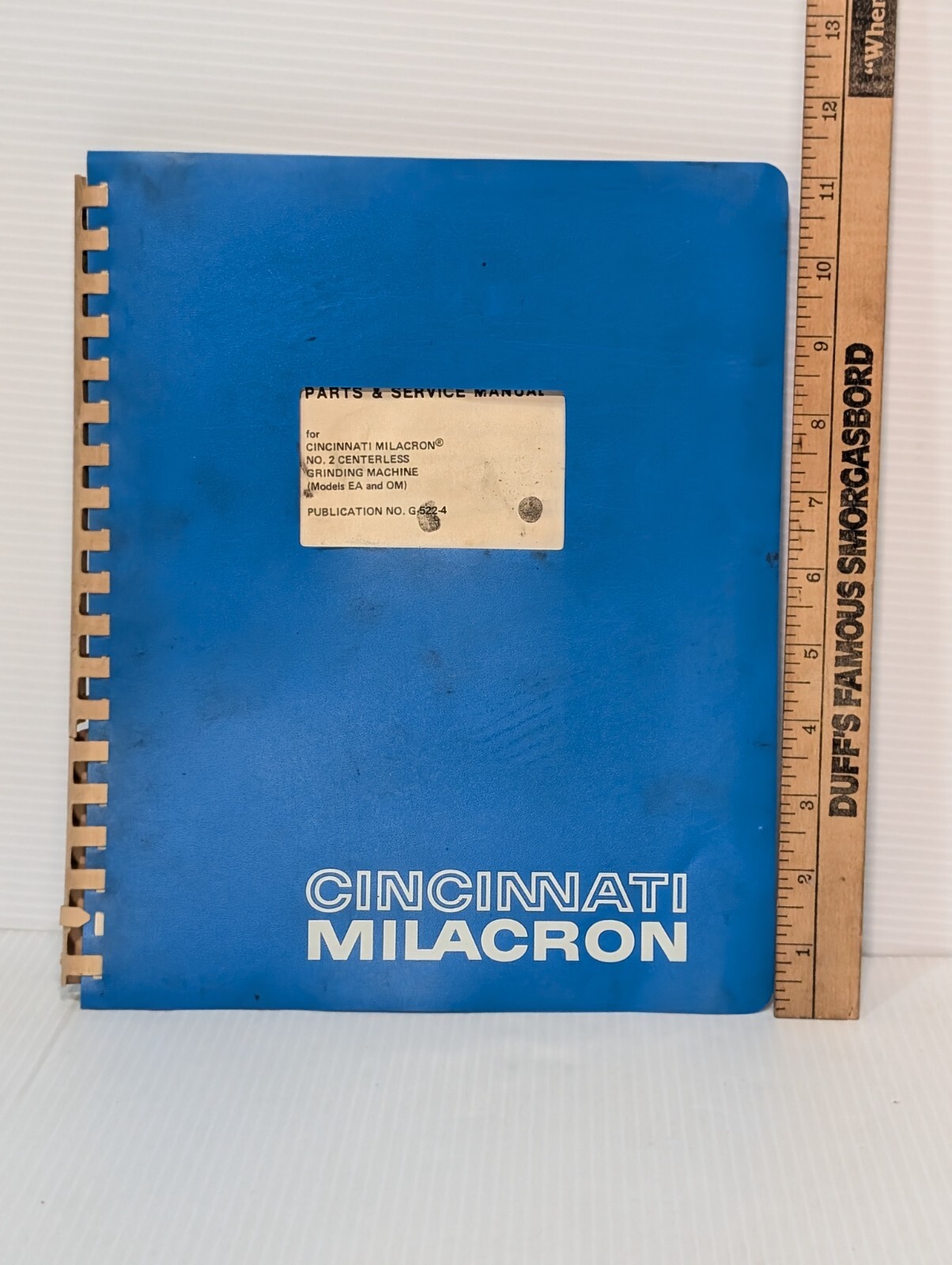 Cincinnati G-522-4 Parts & Service Manual for No. 2 Centerless Grinding Machine