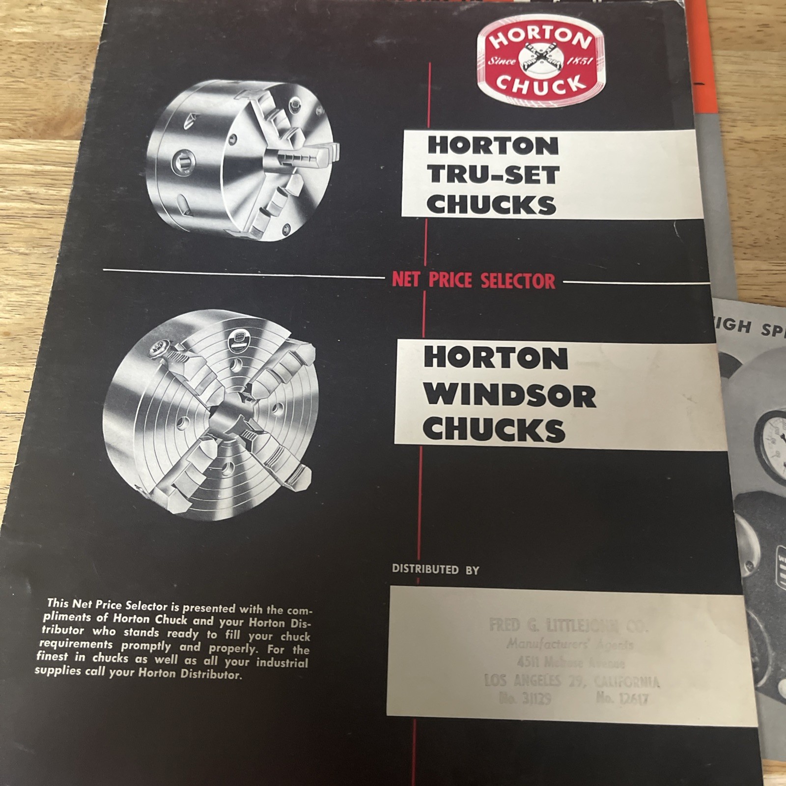 Horton Chuck Catalog/Jergen’s Chuck Catalog/Wright Air Chuck Brochure-3 pcs