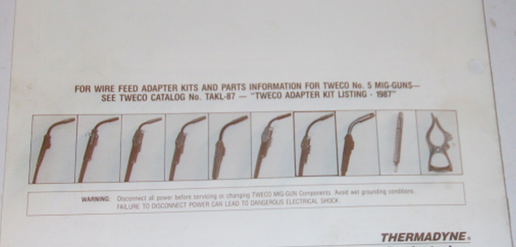 Tweco Supra Mig Catalog No 6, Covering 600 Ampere Air Cooled Semi Automatic Spec