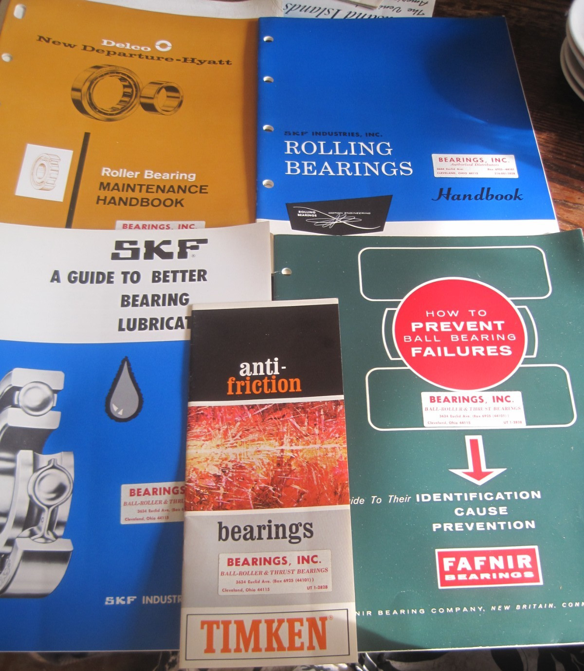 1960S LOT OF 5 BKS-ROLLING BEARINGS/FAILURES/LUBE/MAINTENANCE-SKF/FAFNIR/DELCO