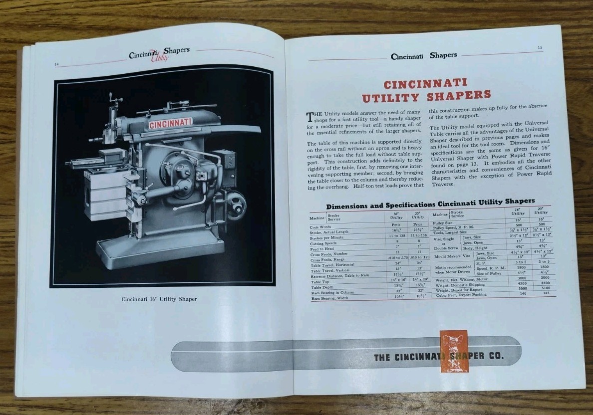 Cincinnati Shaper Co Shaper Machine Brochure Industrial Metalworking Catalog Vtg