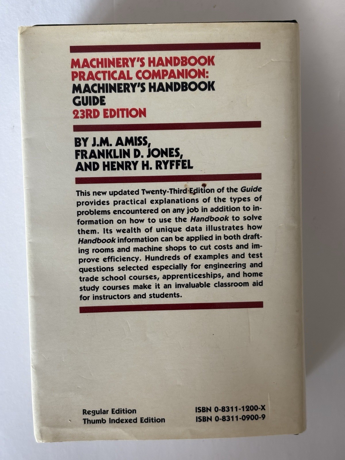 Industrial Press Machinery’s Handbook 23rd Revised Ed Hardcover w/ Dust Jacket