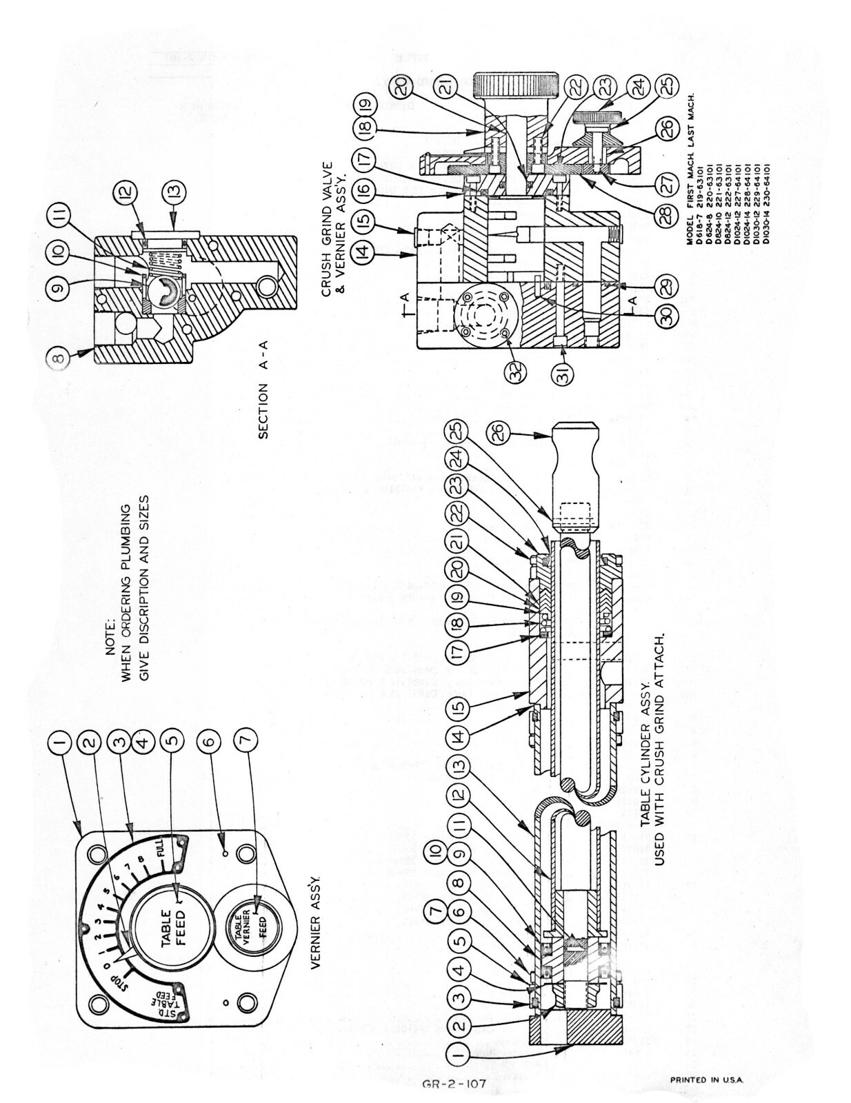 DoALL Surface Grinder Models D618-7 & D624-8 Parts List Manual #1601