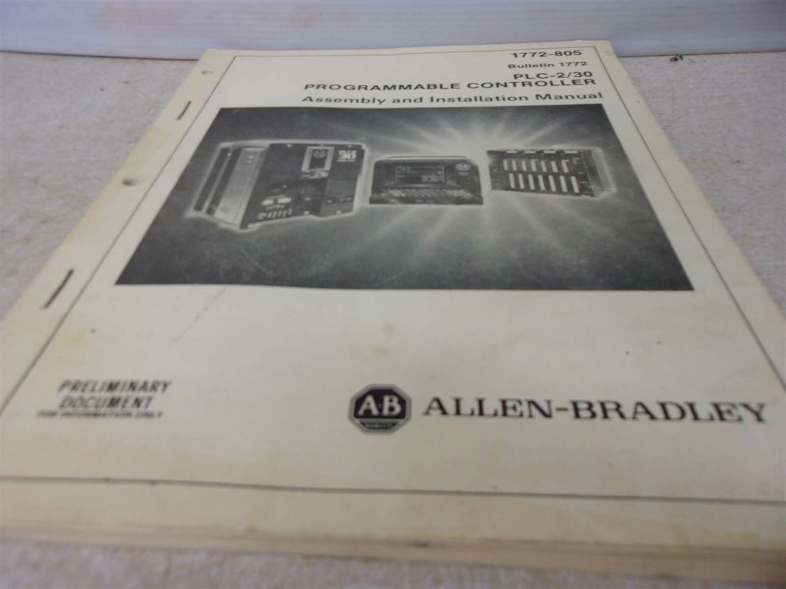 Allen Bradley 1772-805 PLC-2/30 Assembly and Installation Manual