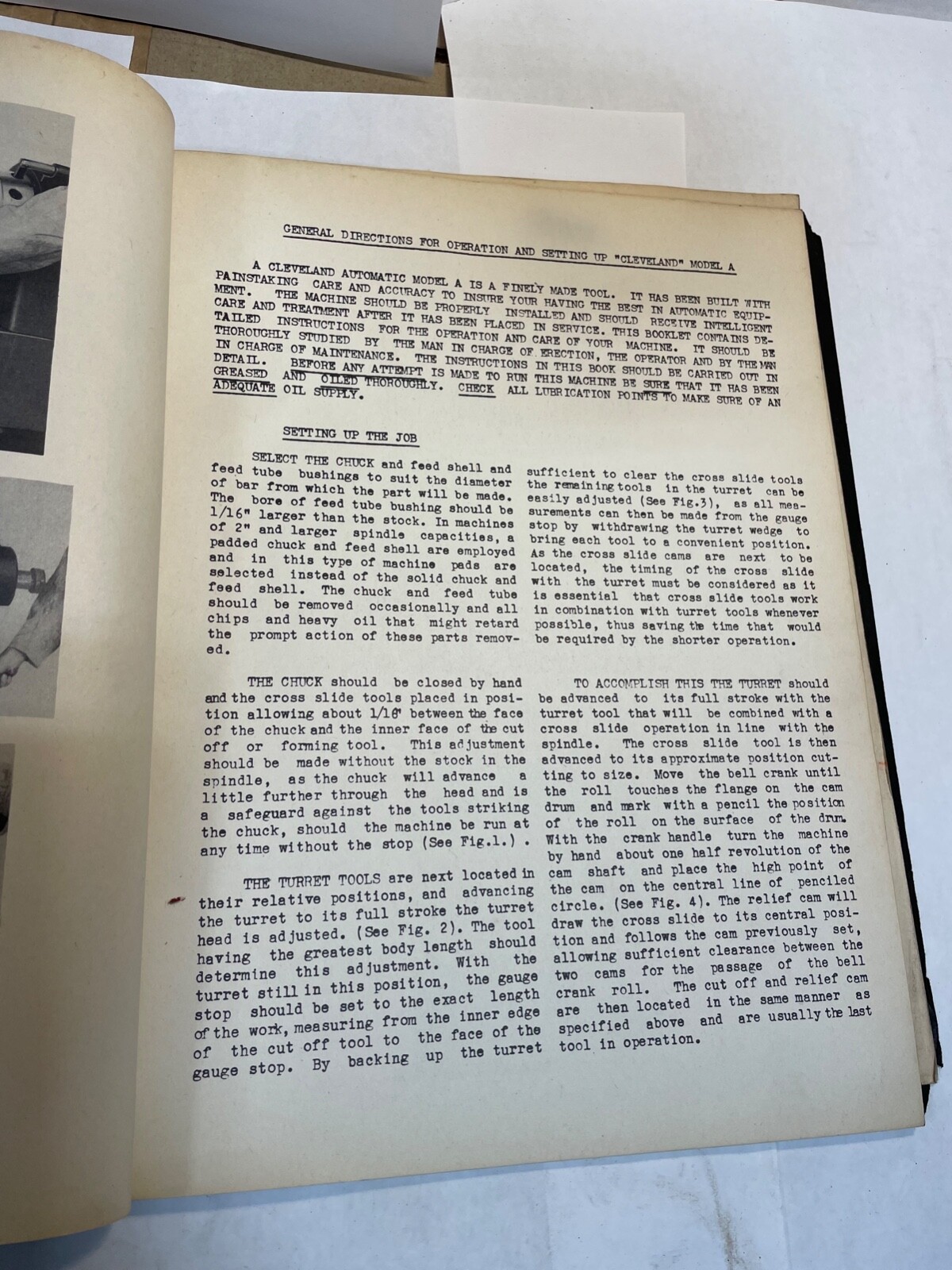 Cleveland Model A Single Automatic Bar Lathe, Instruction Manual