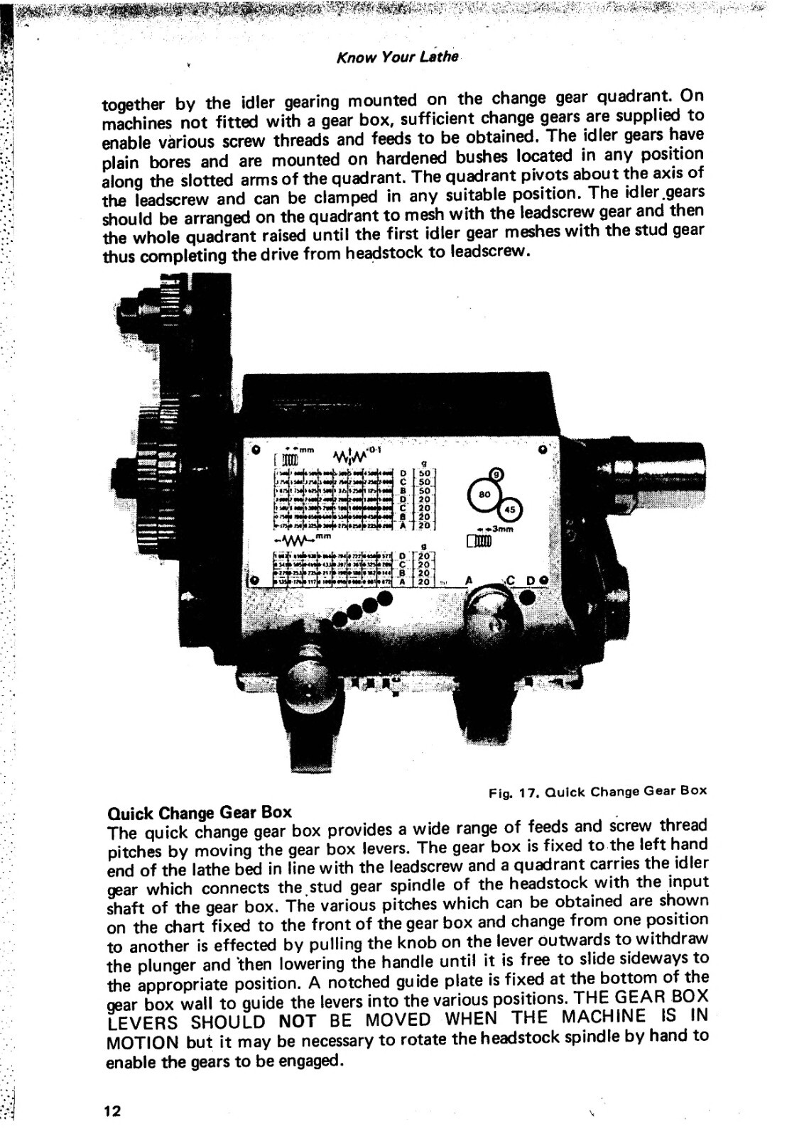 CD Instruction Manual Fits Boxford Lathe – A Screwcutting Lathe 1988