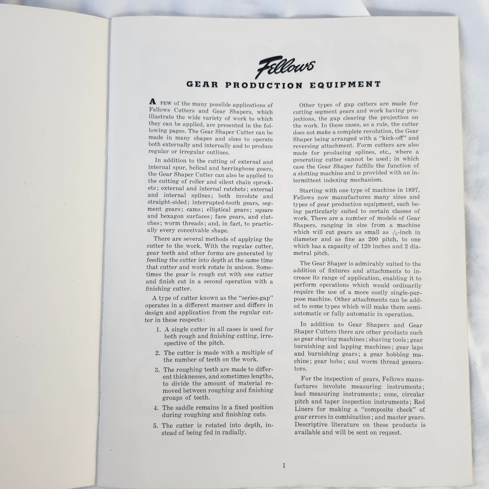Fellows Gear Shaper Co. Catalog machines and Parts