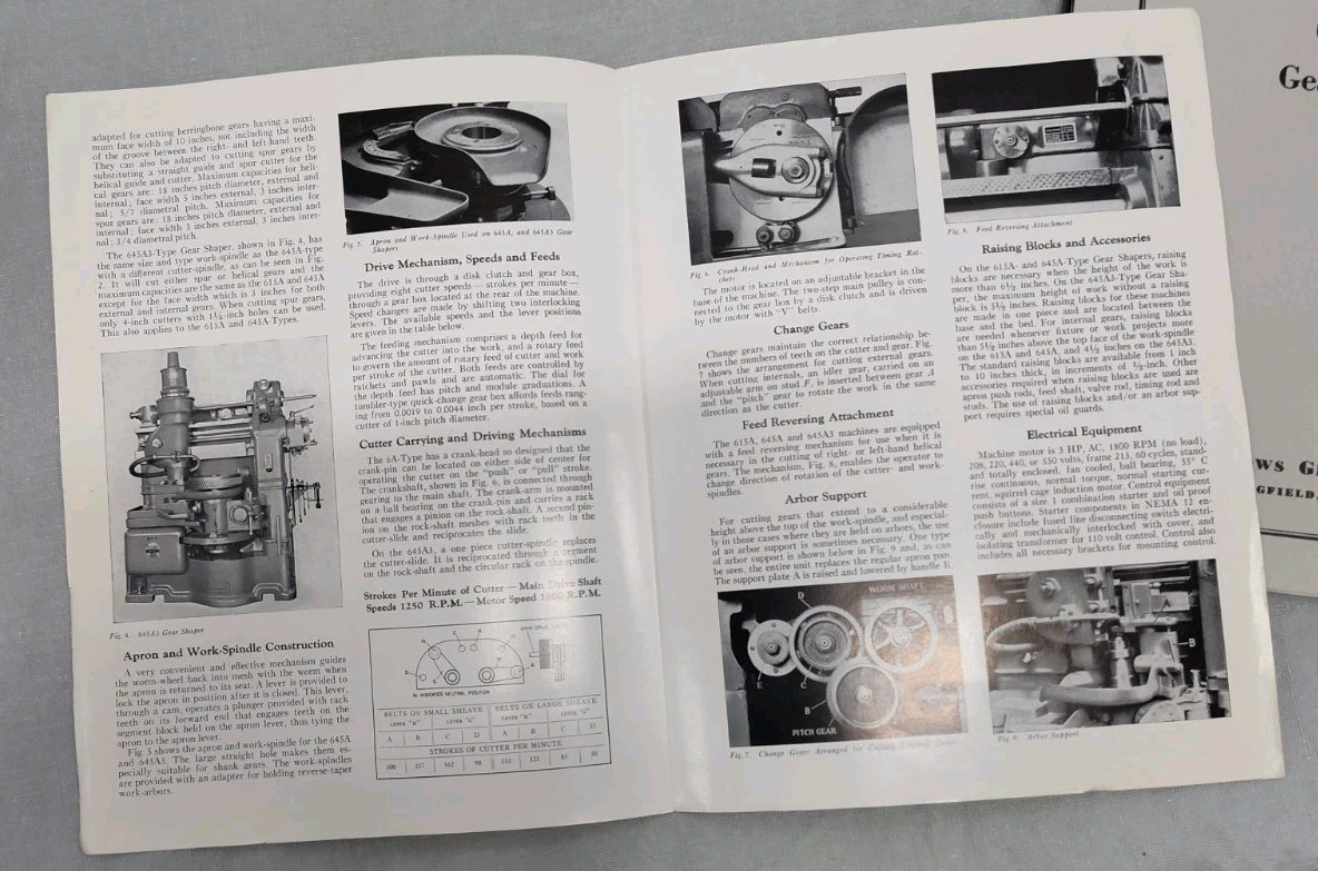 Fellows No. 6a Type Gear Shaper Manual & Parts List + Flyer Machining Vintage